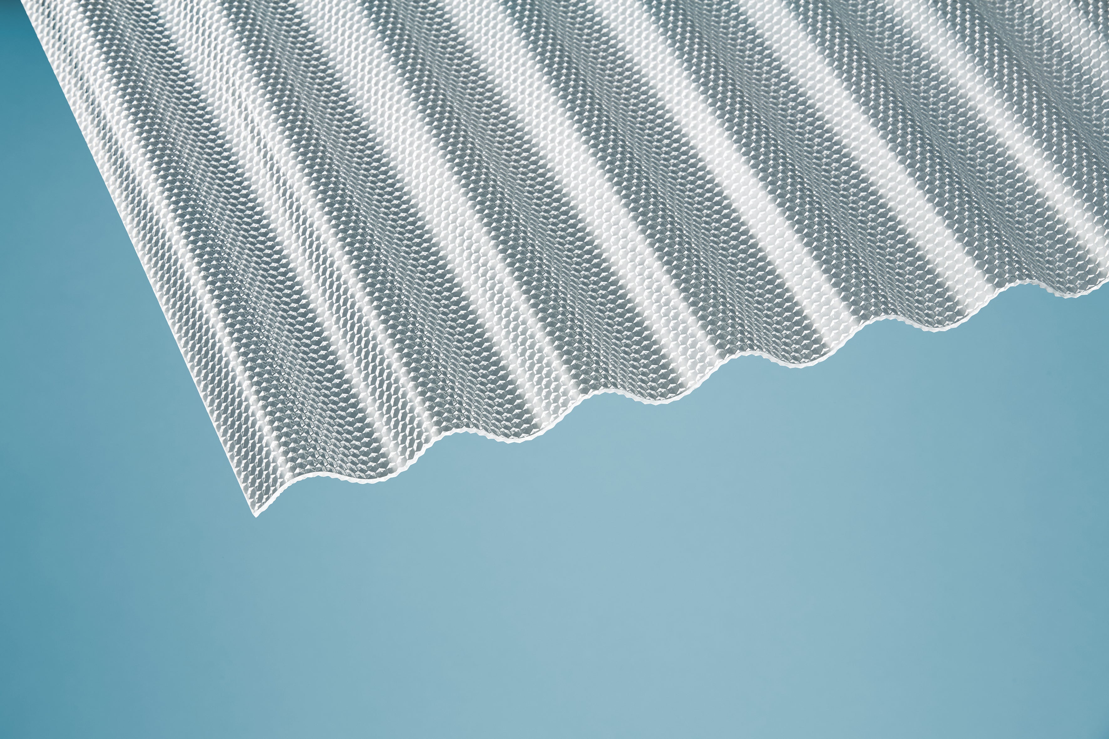 Polycarbonat Wellplatte Sinus 76/18 klar Strukturiert Wabe 2,6mm